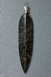 Black Spiderweb Dinosaur Gembone Spear Pendant #22523-1